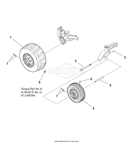 Wheel And Tire Group (W7501439) Diagram and Parts List for 7800538 (C950-60928-0)(2009) Briggs and Stratton Lawn Tractor